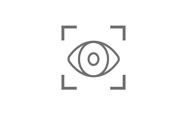 Grijs pictogram van een omlijst oog