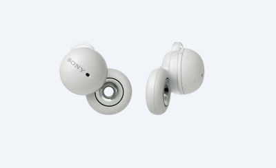LinkBuds on grey background