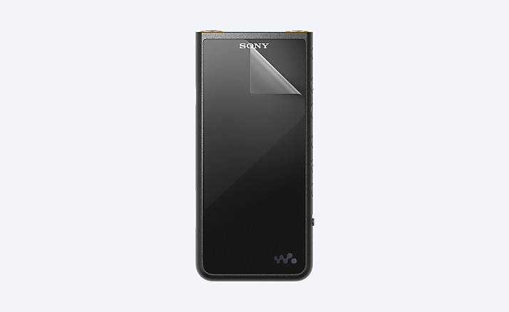 Walkman player with a screen protector on light grey background