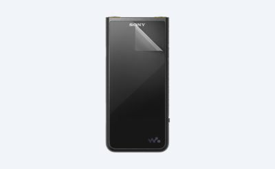 Walkman player with a screen protector on light grey background