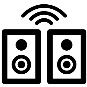 Ikon speaker depan dan belakang