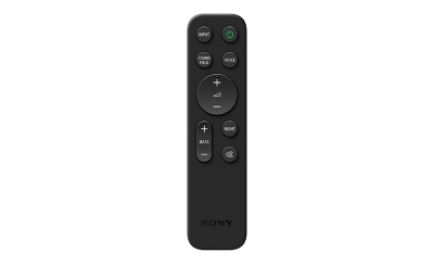 Gros plan de la télécommande BRAVIA avec les commandes pour le volume, les basses et différents modes sonores.