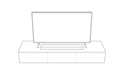 Schéma montrant un téléviseur BRAVIA avec une BRAVIA Theatre Bar 6 positionnée devant pour une configuration minimale.