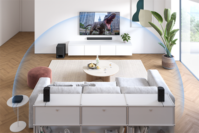 Salon équipé du BRAVIA Theatre System 6 créant un effet de son Surround virtuel immersif.