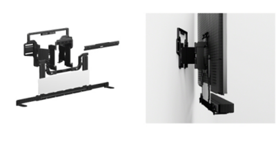 Braket dudukan dinding dengan fungsi putar dan pemandu kabel tersembunyi untuk TV BRAVIA dan soundbar.