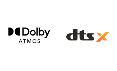 Logos of Dolby Atmos and DTS:X