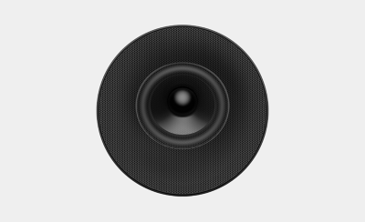 Top view of circular up-firing speaker driver