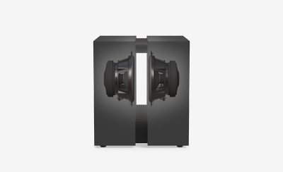 BRAVIA Theatre Sub 9 interior showing two opposing drivers