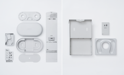 Disassembled image of two types of paper packages.