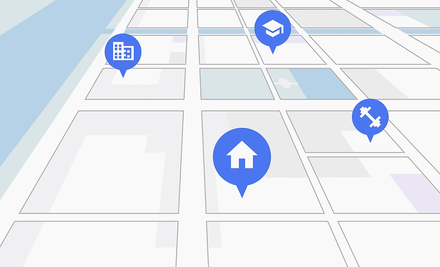 Straßenkarte im Stil eines Navigationsgeräts mit Anzeige von Sonderzielen