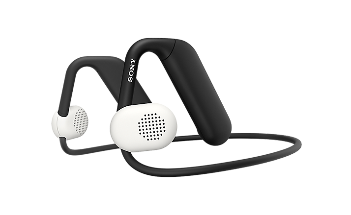 Off-ear headphones on gray background