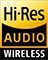 Image of a Hi-Res Audio Wireless logo.
