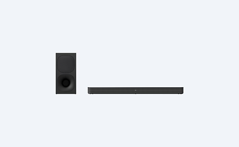 Soundbar และซับวูฟเฟอร์สีดำ