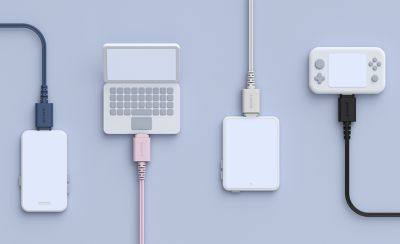 อุปกรณ์ USB-C ต่างๆ ประกอบด้วยสมาร์ทโฟน แท็บเล็ต แล็ปท็อป และเกมคอนโซล ที่แสดงพร้อมกับขั้วต่อ IER-EX15C