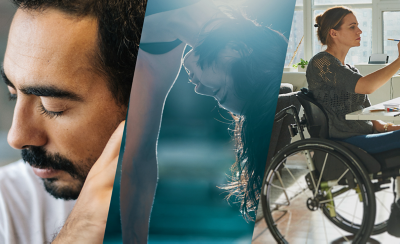 Et vakkert landskap og en fotomontasje av en mangfoldig gruppe mennesker som symboliserer BRAVIAs fokus på bærekraft og tilgjengelighet for alle.