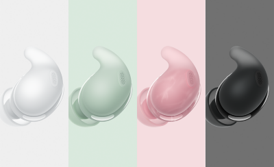 Hình ảnh ghép cho thấy các tai nghe LinkBuds Fit có màu trắng, xanh lục, hồng và đen.