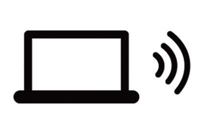 Icon image of a laptop next to a wireless symbol