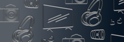  Outline of Sony products on a grey background