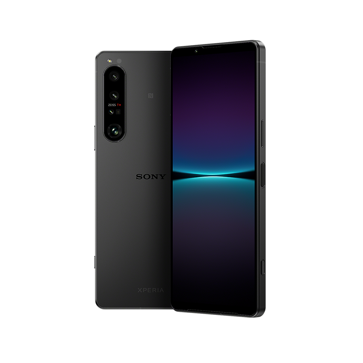 Front and rear views of Xperia 1 IV in  black