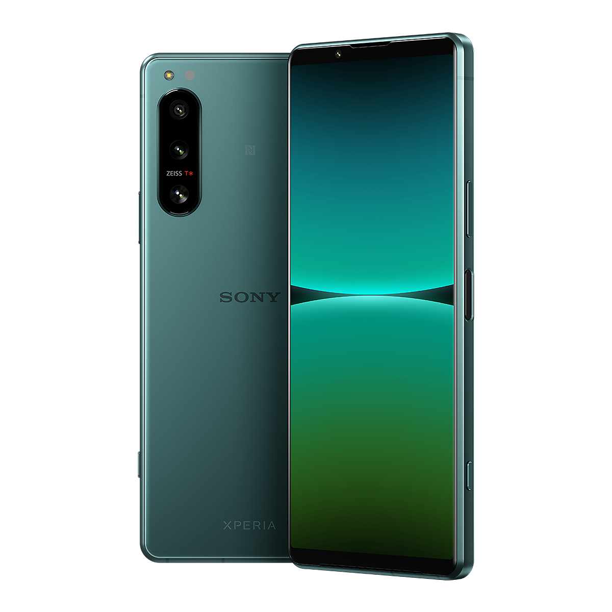 Front and rear views of Xperia 5 IV in Green