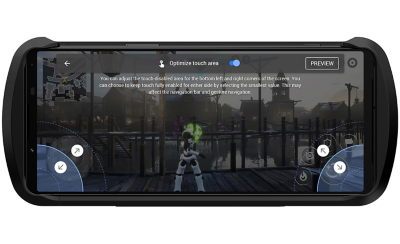 Xperia 1 IV Gaming Edition displaying UI for Optimize touch area