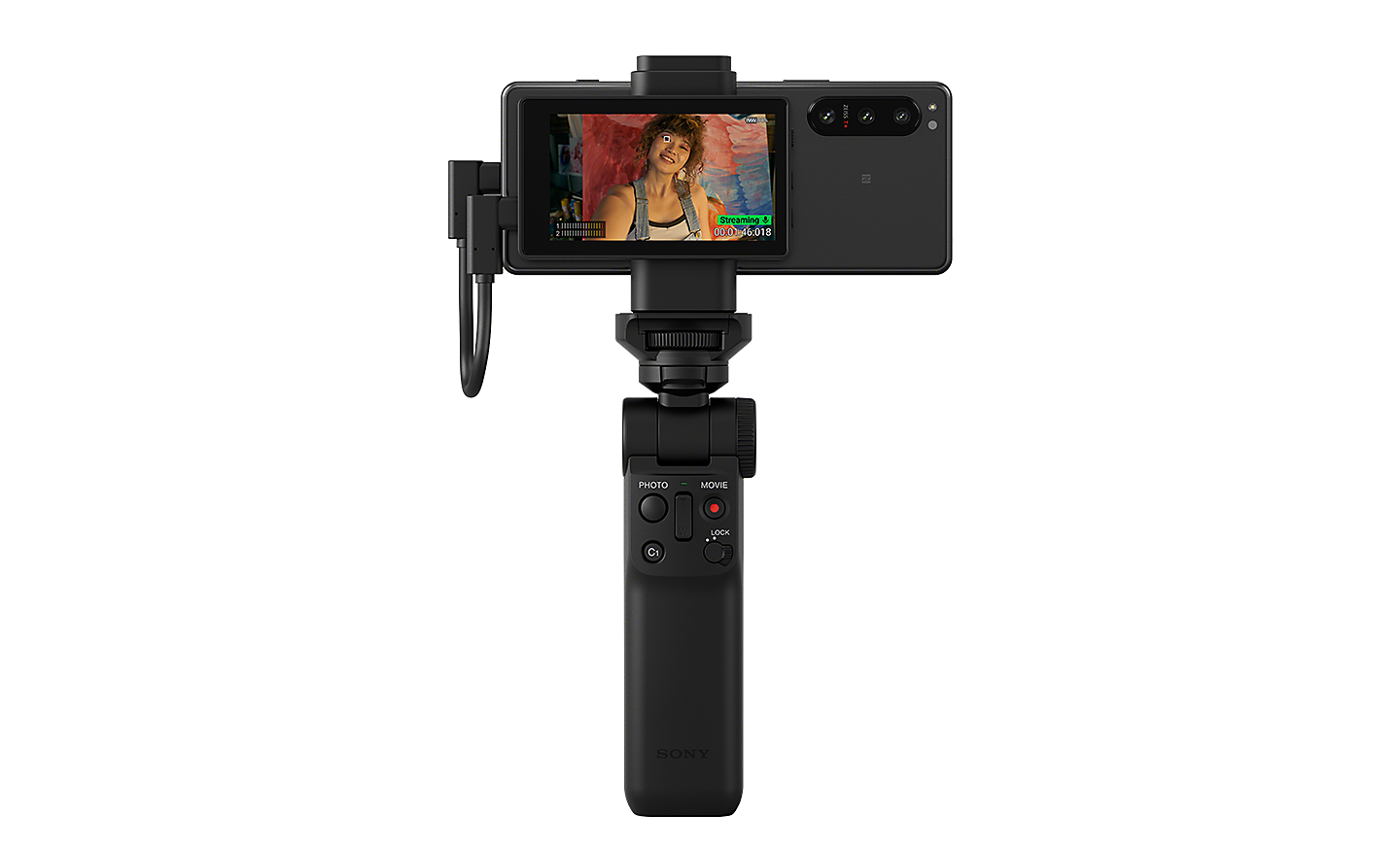 Xperia 5 IV con monitor per vlog e impugnatura da ripresa Bluetooth