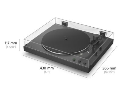 PS-LX3BT sedd ur vinkel med måttangivelser