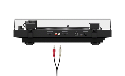 Primer plano del panel trasero del PS-LX5BT con salidas y controladores
