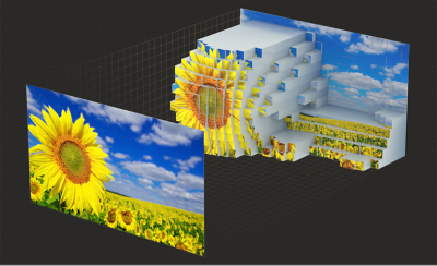 Tournesols sur un ciel nuageux et lumineux illustrant le processus de cartographie de la profondeur du processeur XR.