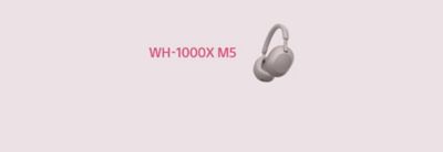 A promotional shot of the new WH-1000XM5 in smoky pink.