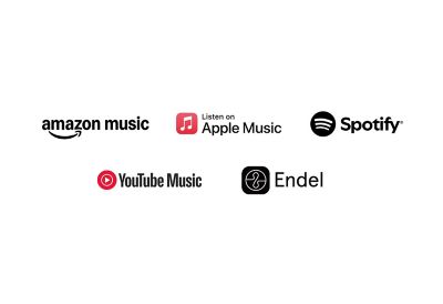 Logourile Amazon Music, Apple Music, Spotify, YouTube Music și Endel