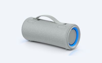 Angled view of white SRS-XG300 wireless speaker