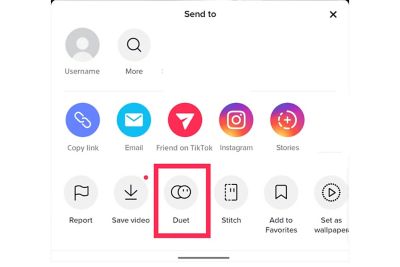 A box highlighting the duet option on TikTok.