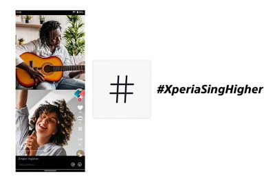 Images of a man playing the guitar and a woman singing.