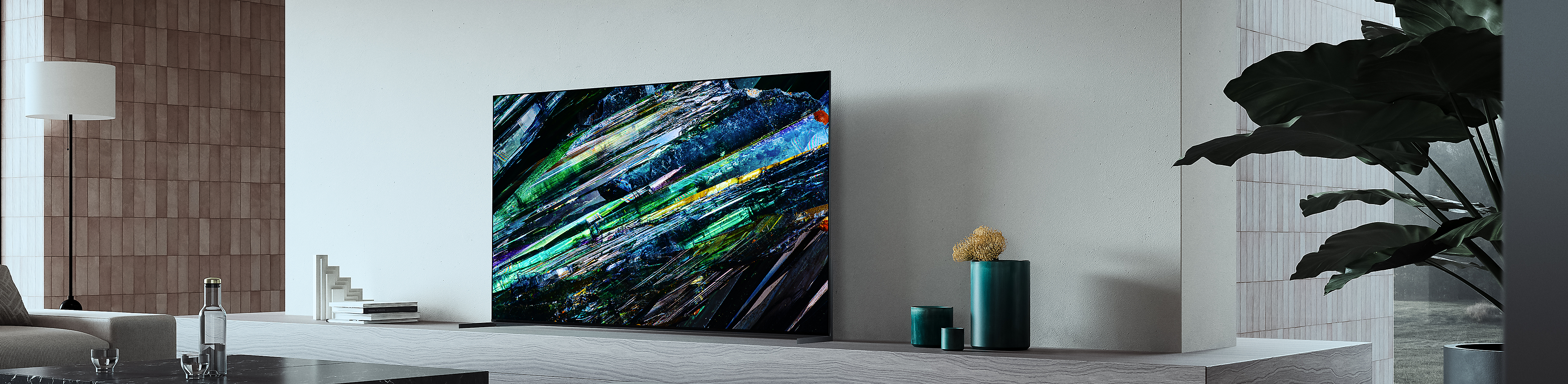 Four BRAVIA XR TVs displaying full-screen images of different types of crystal in incredible detail and colour