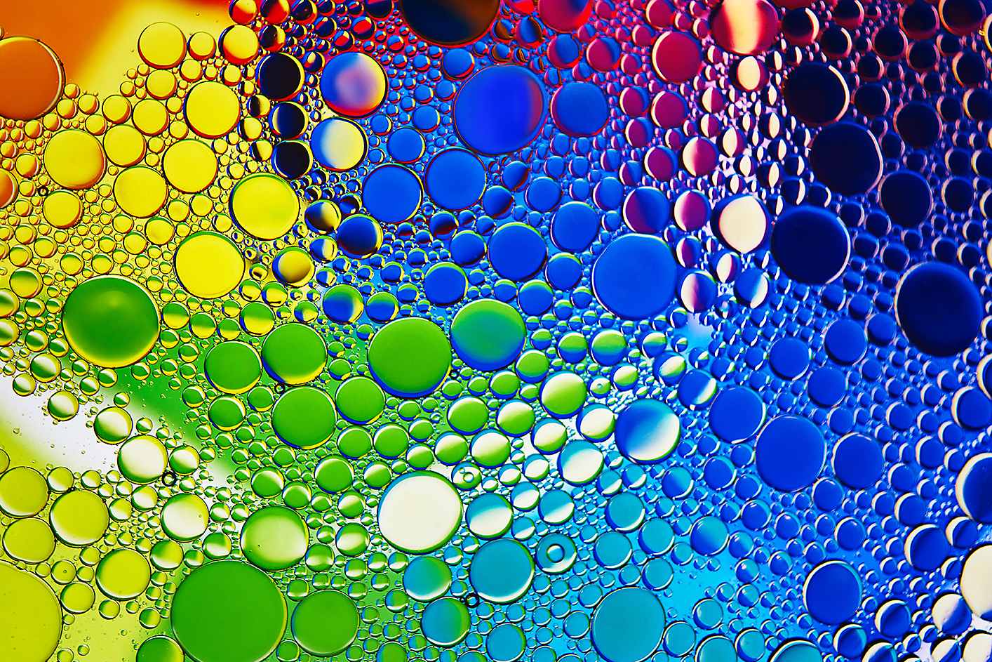 Capture d'écran montrant des bulles multicolores dans une variété de nuances et de tailles