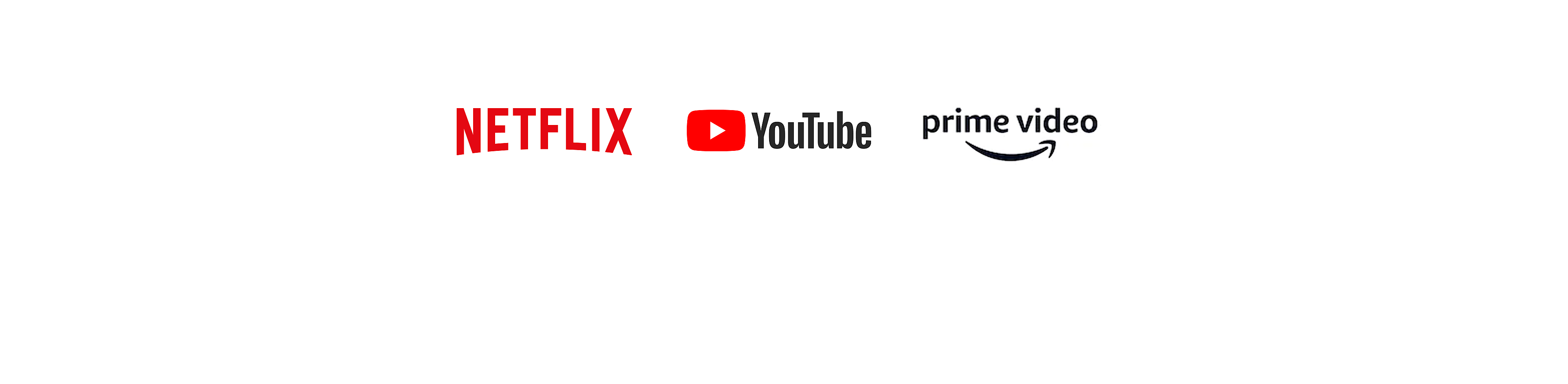 Logos for Netflix, YouTube and Amazon Prime Video