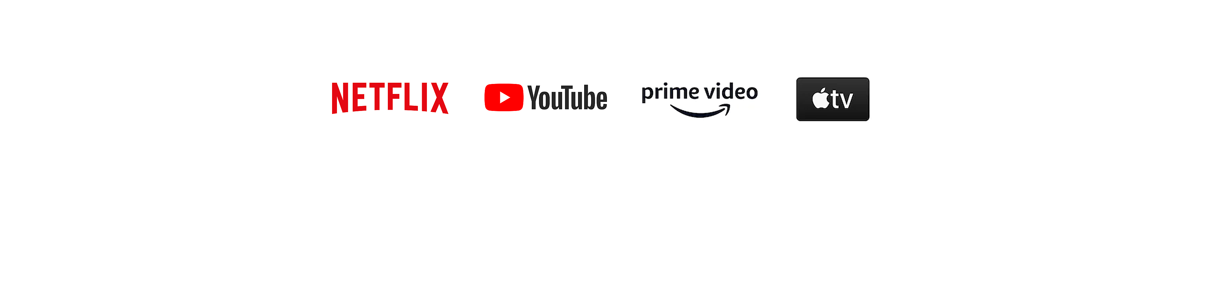Logoer for Netflix, YouTube, Amazon Prime Video og Apple TV