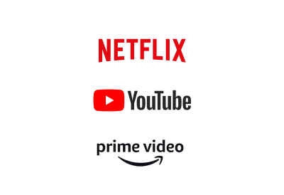 Лого ознаки за Netflix, YouTube и Amazon Prime Video