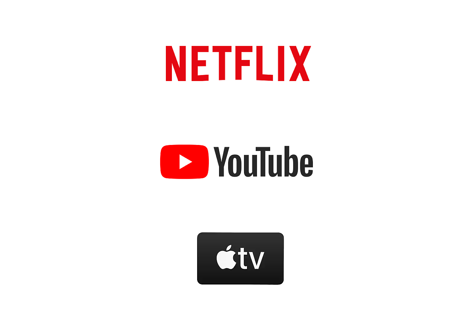 Logo Netflix, YouTube, Amazon prime video và Apple TV