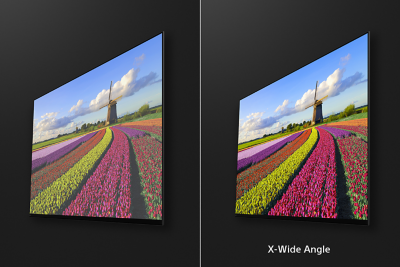 Две слики под агол од цвеќиња во поле, на десната слика се прикажани придобивките што ги нуди X-Wide Angle