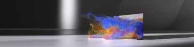 BRAVIA XR TV displaying an abstract, colourful image that appears to be cascading out of the screen