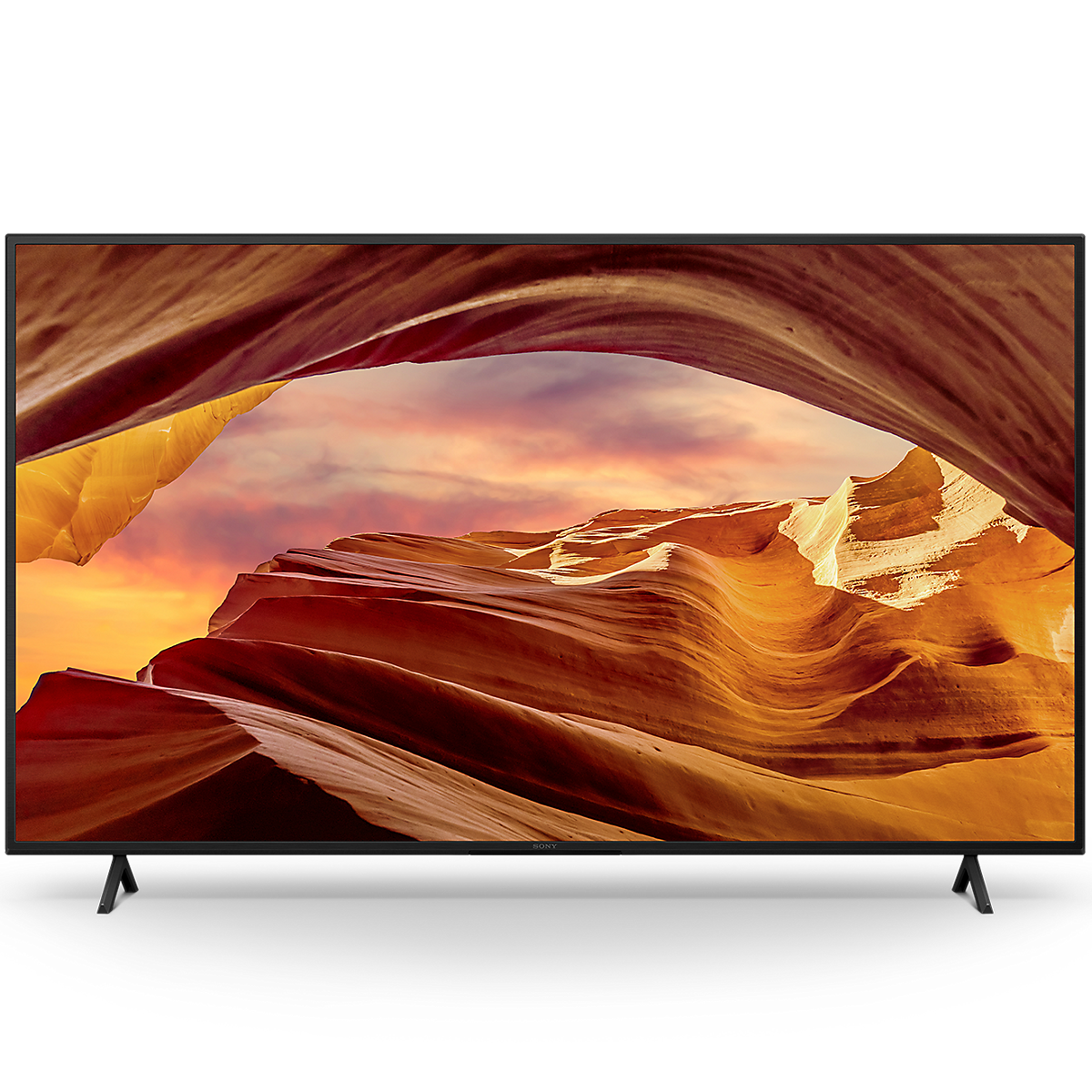 Pohled zepředu na chytrý televizor X75WL s rozlišením 4K Ultra HD (Google TV)