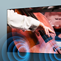 BRAVIA TV with a screenshot of a musician plucking the strings of a double bass