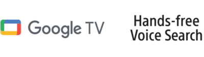 Logos Google TV et recherche vocale mains libres