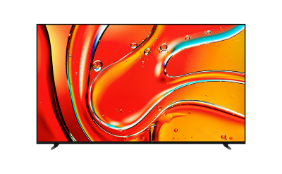 Vorderansicht des BRAVIA 7 mit einem Screenshot von roten und orangefarbenen Wassertröpfchen