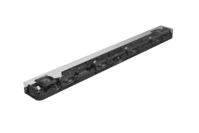 Angled cross-sectional view of BRAVIA Theatre Bar 8 showing speaker unit positioning