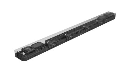 Angled cross-sectional view of BRAVIA Theatre Bar 9 showing speaker unit positioning