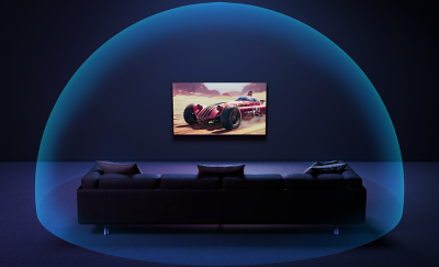 Hình ảnh minh họa TV BRAVIA trong một không gian bài trí phòng khách với âm thanh Dolby Atmos® và DTS®.