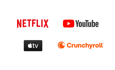 Logo Netflix, YouTube, Apple TV và Crunchyroll